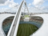 Brian Capper becomes the first motorcyclist to ride over Moses Mabhida Stadium, Durban, South Africa on December 2nd, 2011